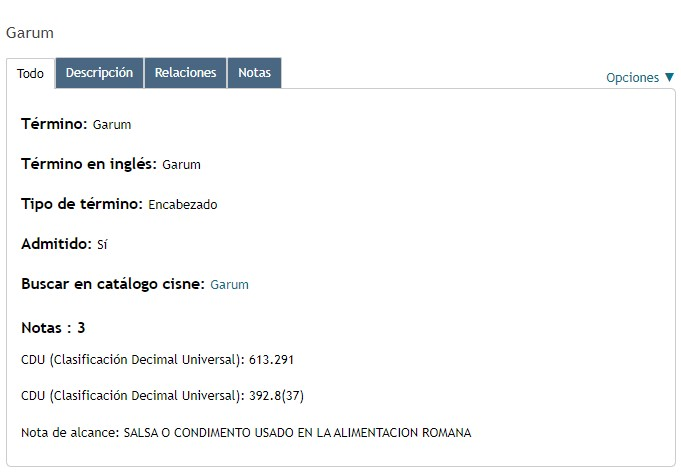 Se ven la definición dentro de una nota de alcance para el término “garum”