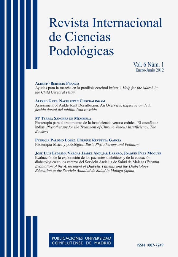 Cubierta de Revista Internacional de Ciencias Podológicas Vol. 6, núm. 2 (2011)