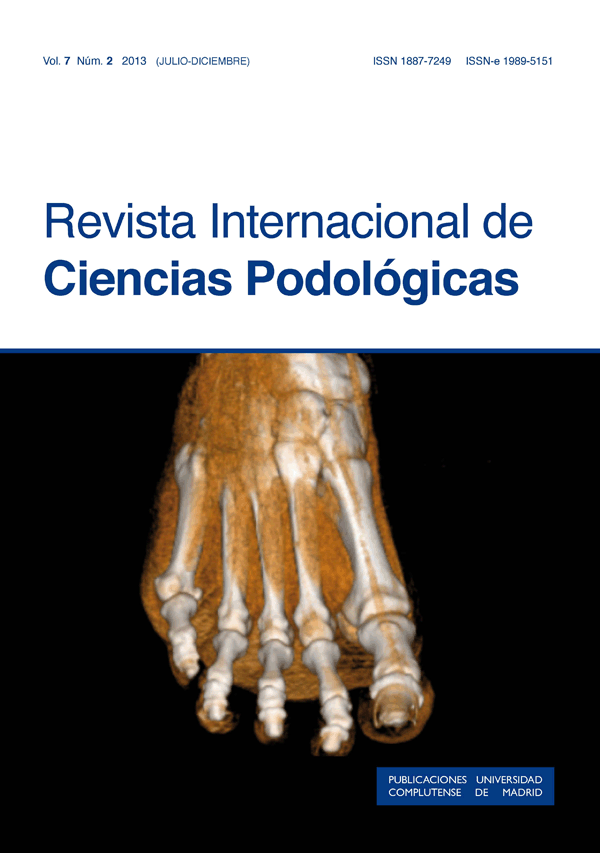 Cubierta Revista Internacional de Ciencias Podológicas vol 7 nº2 (2013)