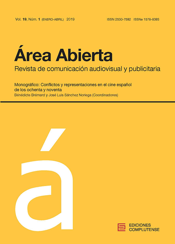 Cubierta Área Abierta. Revista de comunicación audiovisual y publicitaria 19-1