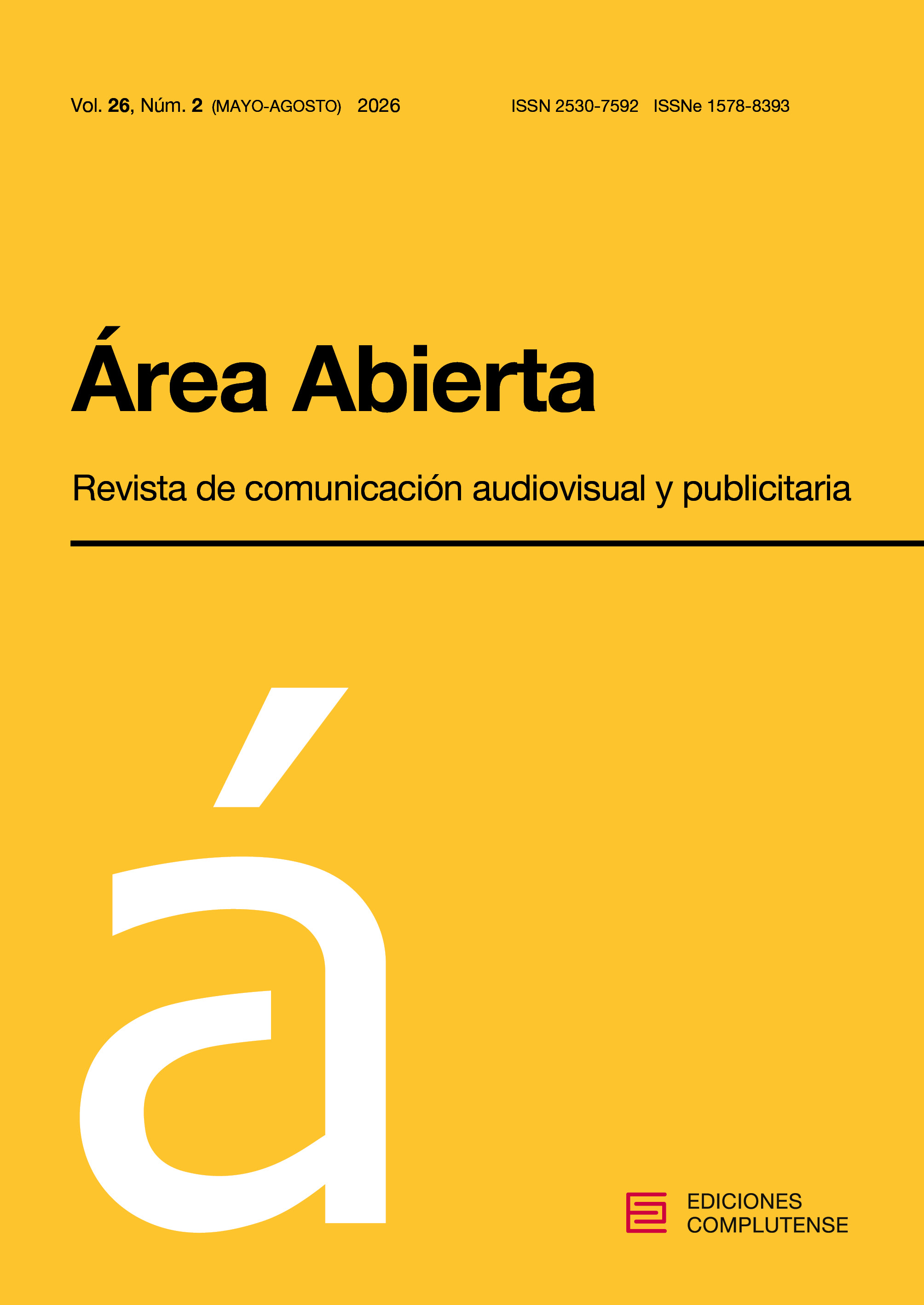 Cubierta revista Área Abierta. Revista de Comunicación 26 (2) 2026