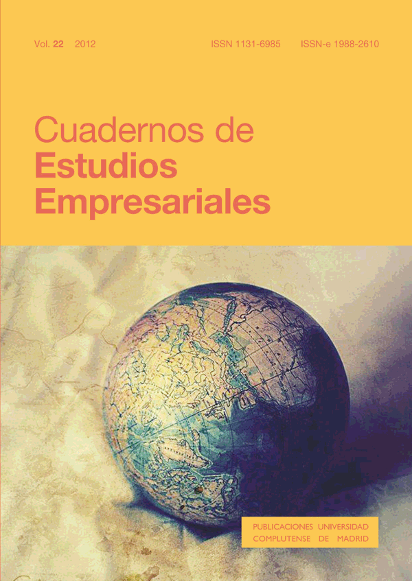 Cubierta Cuadernos de Estudios Empresariales vol 22 (2012)