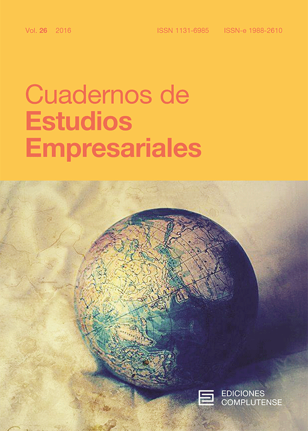 Cubierta  de Cuadernos de Estudios Empresariales Vol. 26 (2016)