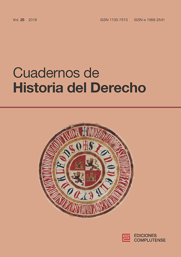 Cubierta Cuadernos de Historia del Derecho vol 25 (2018)