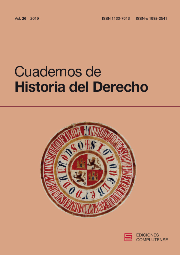 Cubierta de Cuadernos de Historia del Derecho Vol. 26 (2019)