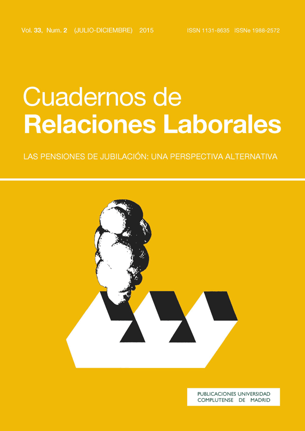 Cubierta Cuadernos de Relaciones Laborales vol 33, nº2 (2015)
