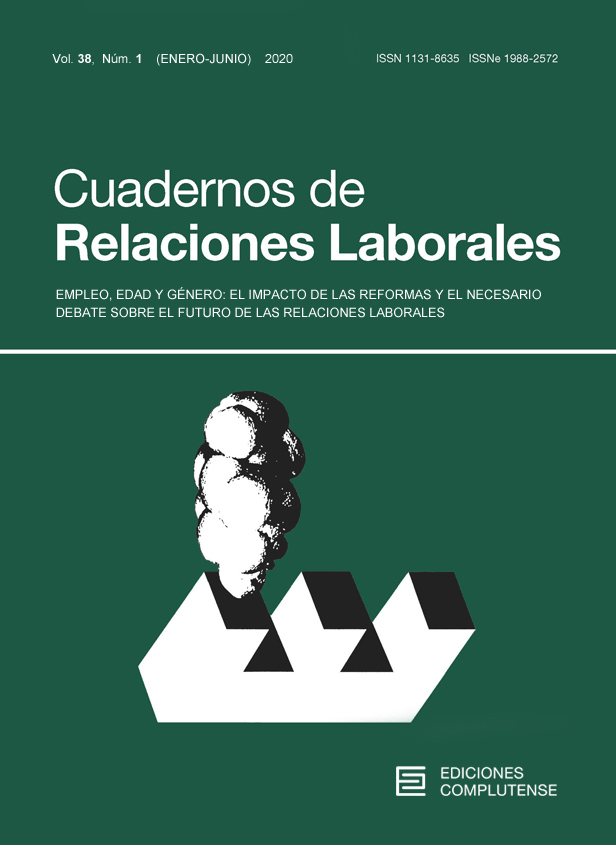 Cubierta de Cuadernos de Relaciones Laborales Vol. 38, Núm. 1 (2020): Empleo, edad y género: el impacto de las reformas y el necesario debate sobre el futuro de las relaciones laborales