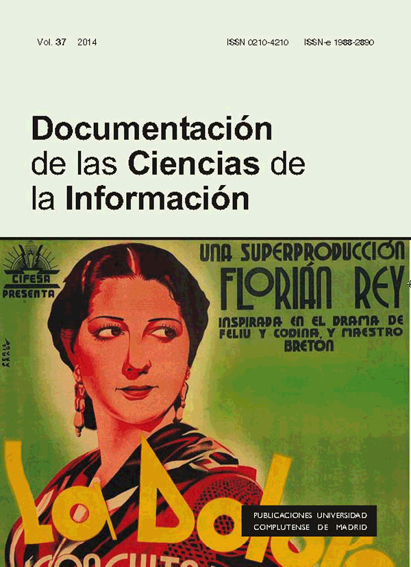 Cubierta Documentación de las Ciencias de la información vol 37 (2014)