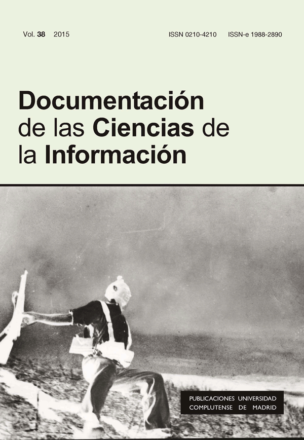 Cubierta Documentación de las Ciencias de la Información, vol 38 (2015)