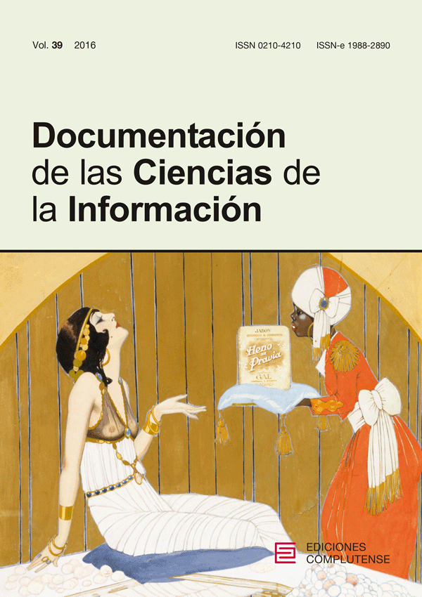 Cubierta Documentación de las Ciencias de la Información vol 39 (2016)