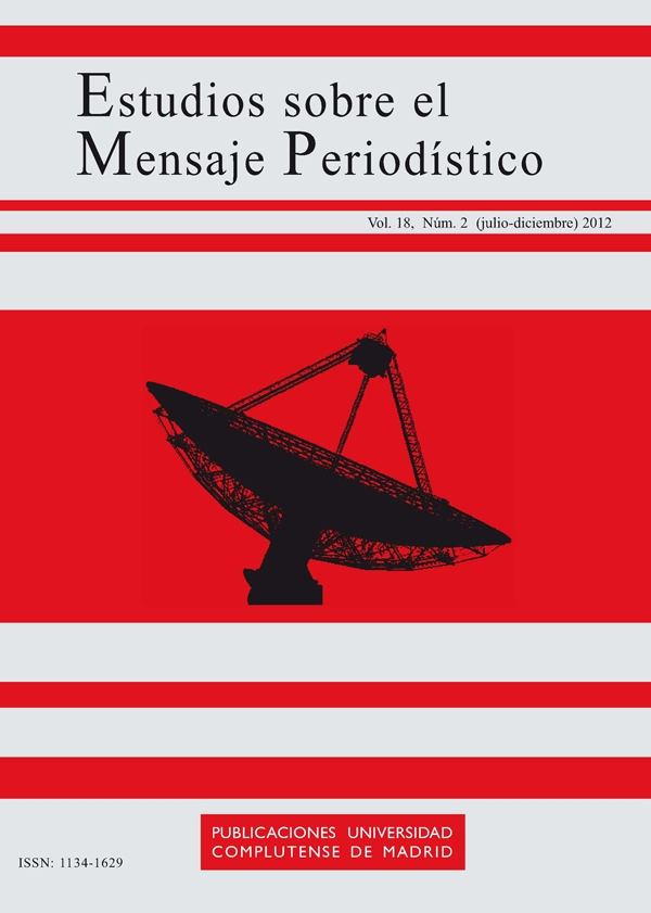 Cubierta Estudios sobre el Mensaje Periodístico vol 18-2 (2012)