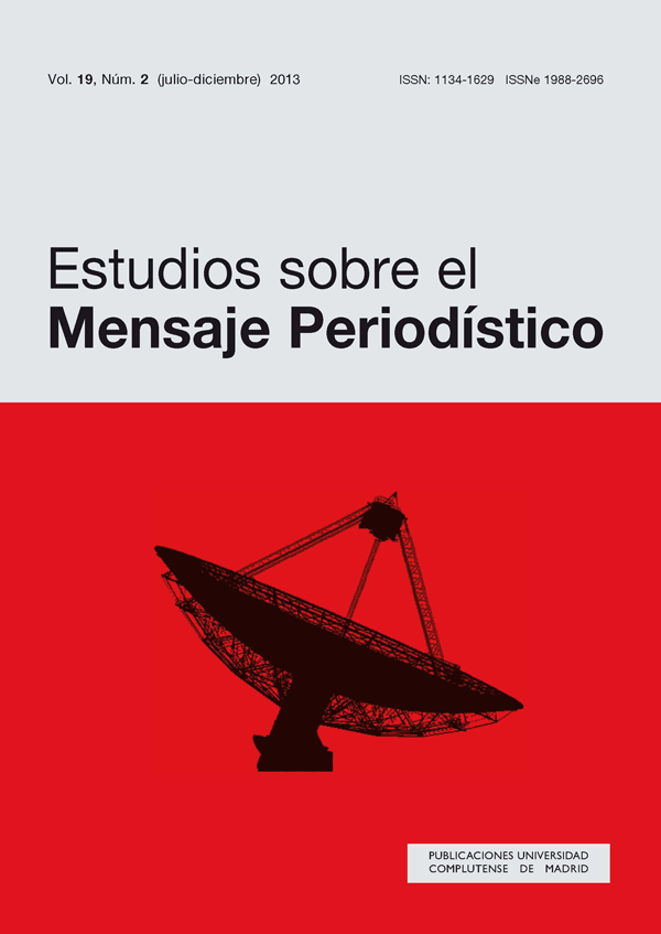 cubierta Estudios sobre el Mensaje Periodístico vol 19-2 (2013)