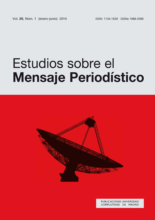 Cubierta Estudios sobre el Mensaje Periodístico vol 20 nº1 (2014)