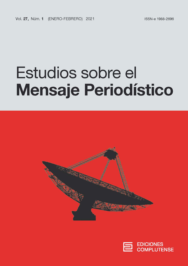 Cubierta Estudios sobre el Mensaje Periodístico vol 27-1 (2021)