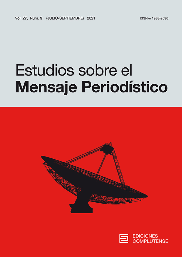 Cubierta Estudios sobre el Mensaje Periodístico vol 27-3 (2021)