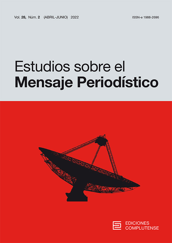 Cubierta Estudios sobre el Mensaje Periodístico vol 28-2 (2022)
