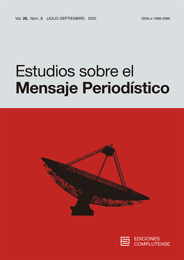 Cubierta Estudios sobre el Mensaje Periodístico vol 28-3 (2022)