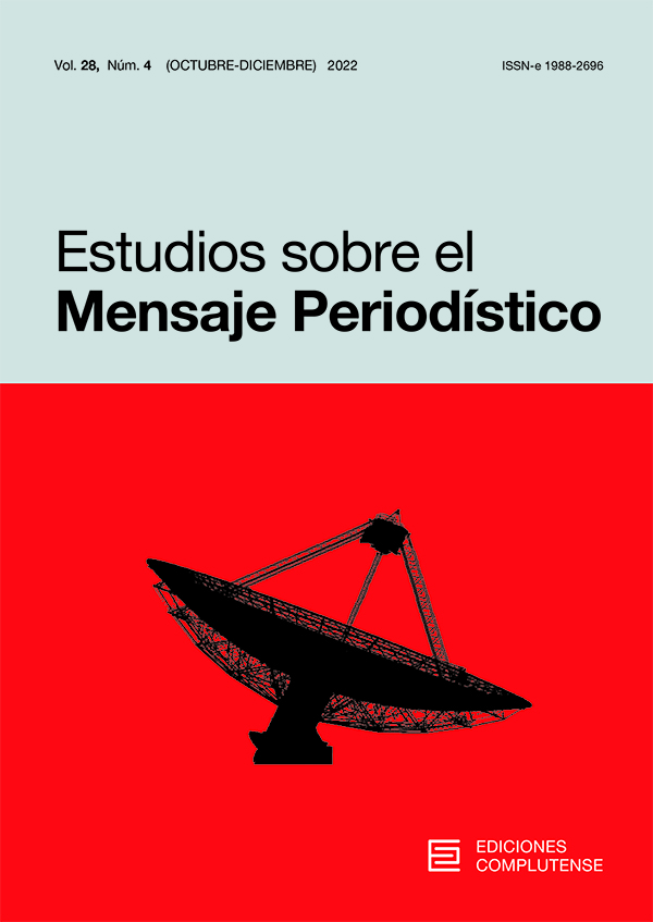 Cubierta Estudios sobre el Mensaje Periodístico vol 28-4 (2022)