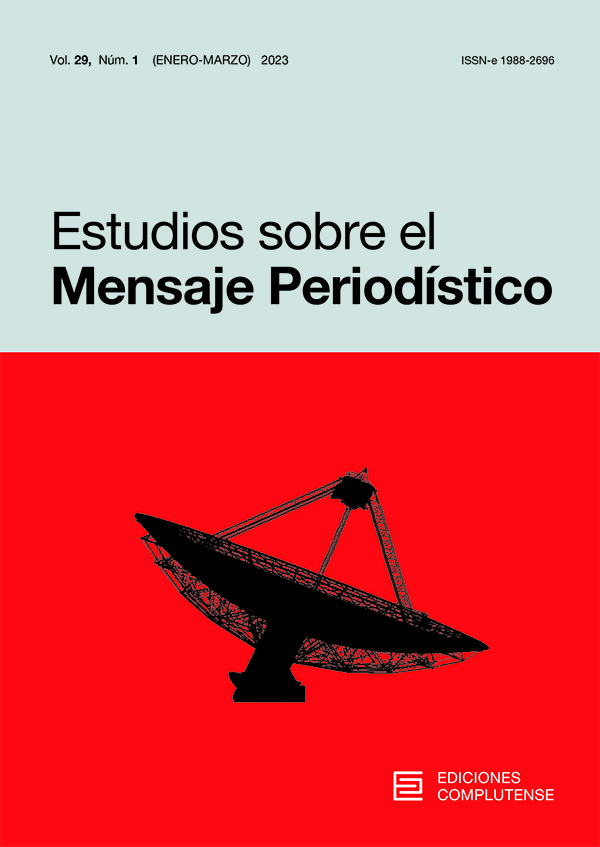 Cubierta Estudios sobre el Mensaje Periodístico vol 29-1 (2023)