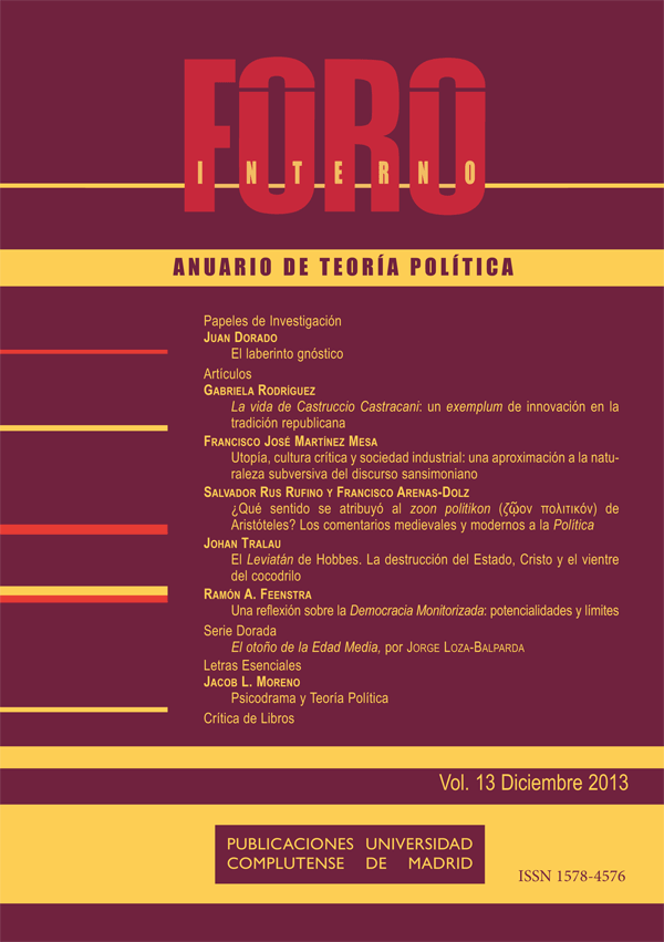 Cubierta de Foro Interno. Anuario de Teoría Política Vol. 13 (2013)