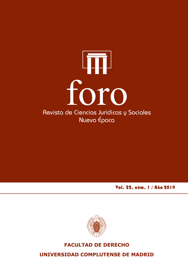 Cubierta de FORO. Revista de Ciencias Jurídicas y Sociales, Nueva Época vol. 22, núm. 1 (2019)