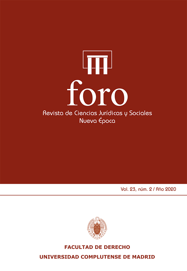 Cubierta de FORO. Revista de Ciencias Jurídicas y Sociales, Nueva Época vol. 23, núm. 2 (2020)