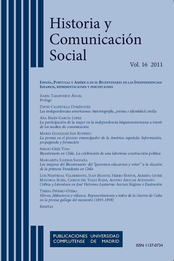 Cubierta Historia y Comunicacion Social vol 16