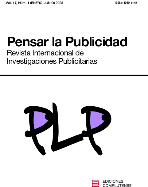 Cubierta Pensar la Publicidad. Revista Internacional de Investigaciones Publicitarias 17(1) 2023