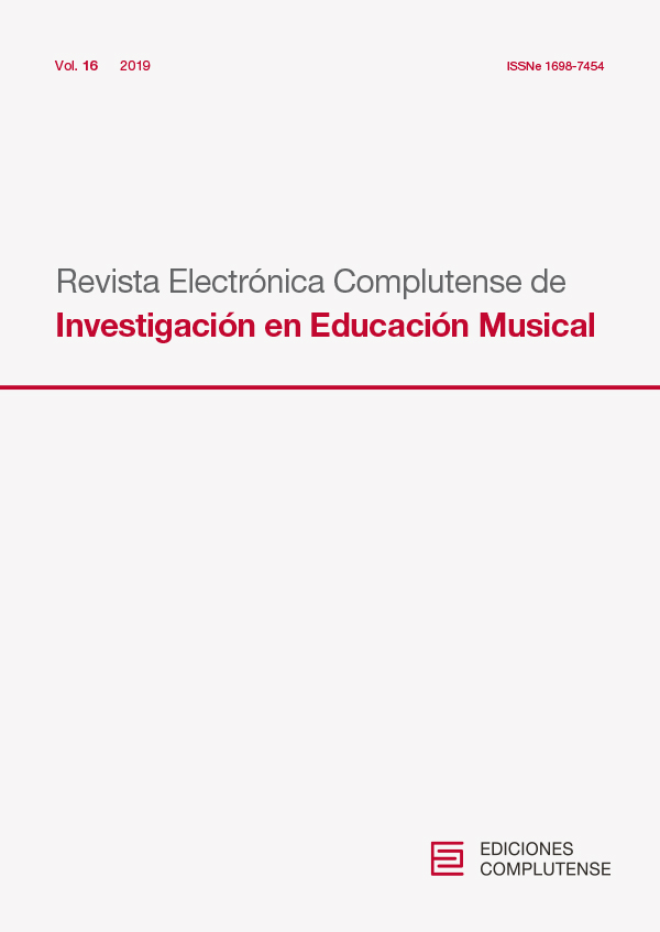 Cubierta de Revista Electrónica Complutense de Investigación en Educación Musical Vol. 16 (2019)