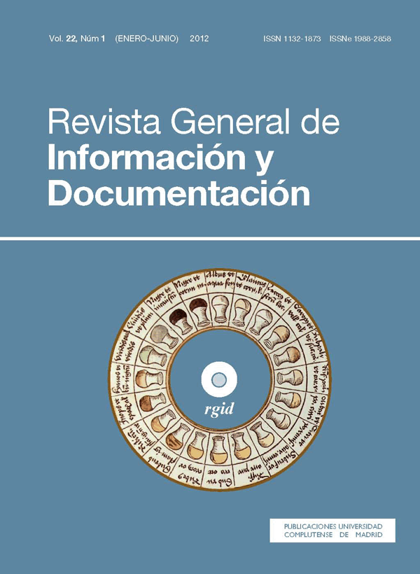 Cubierta Revista General de Información y Documentación vol 23-1 (2013)