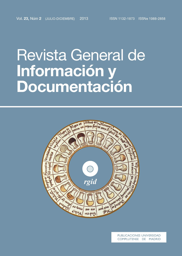 Cubierta Revista General de Información y Documentación vol 23-2 (2013)