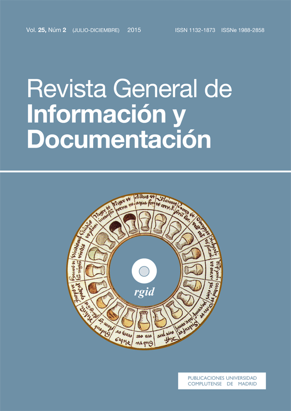 Cubierta de Revista General de Información y Documentación Vol 25, No 2 (2015)