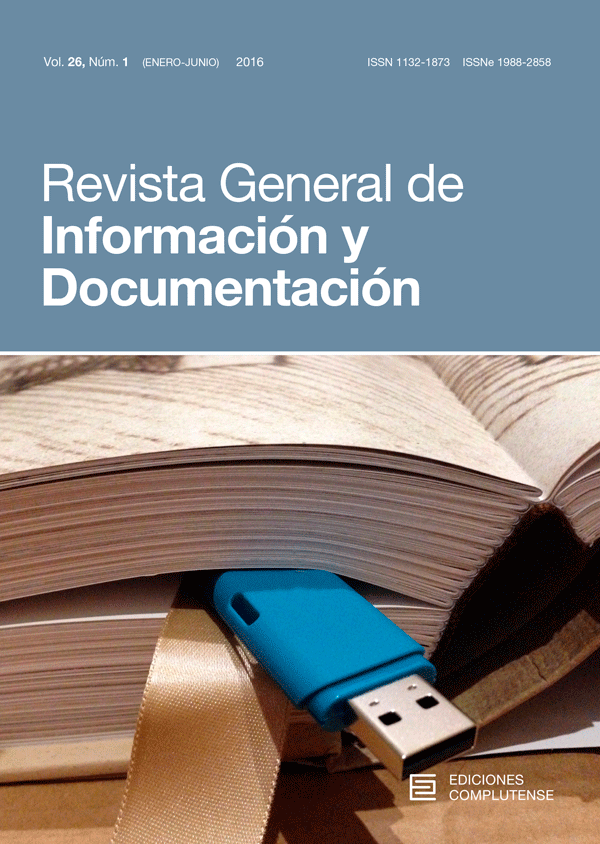 Portada Revista General de Información y Documentación Vol. 26, Núm. 1 (2016)