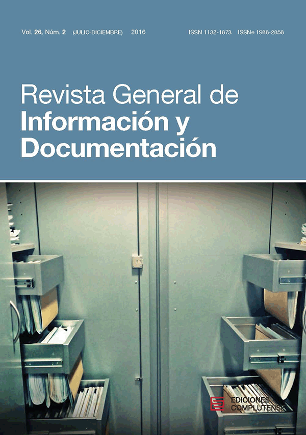 Cubierta Revista General de Información y Documentación vol 26-2 (2016)