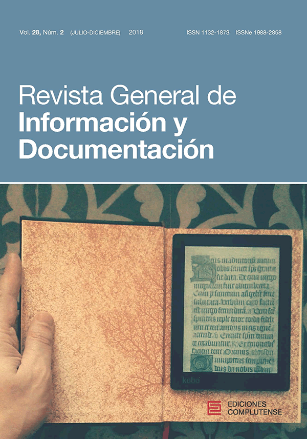 Cubierta Revista General de Información y Documentacion vol 28, núm 2 (2018)