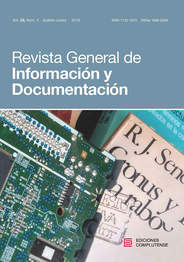 Cubierta Revista General de Información y Documentación vol 29-1 (2019)
