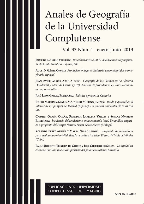 Cubierta Anales de Geografía vol 33-1 (2013)