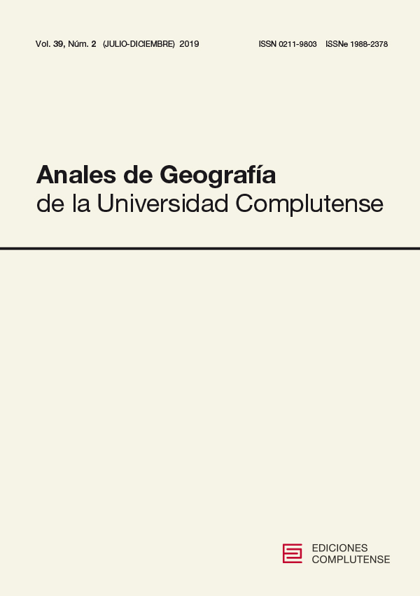 Cubierta de Anales de Geografía de la Universidad Complutense Vol. 39 Núm. 2 (2019)