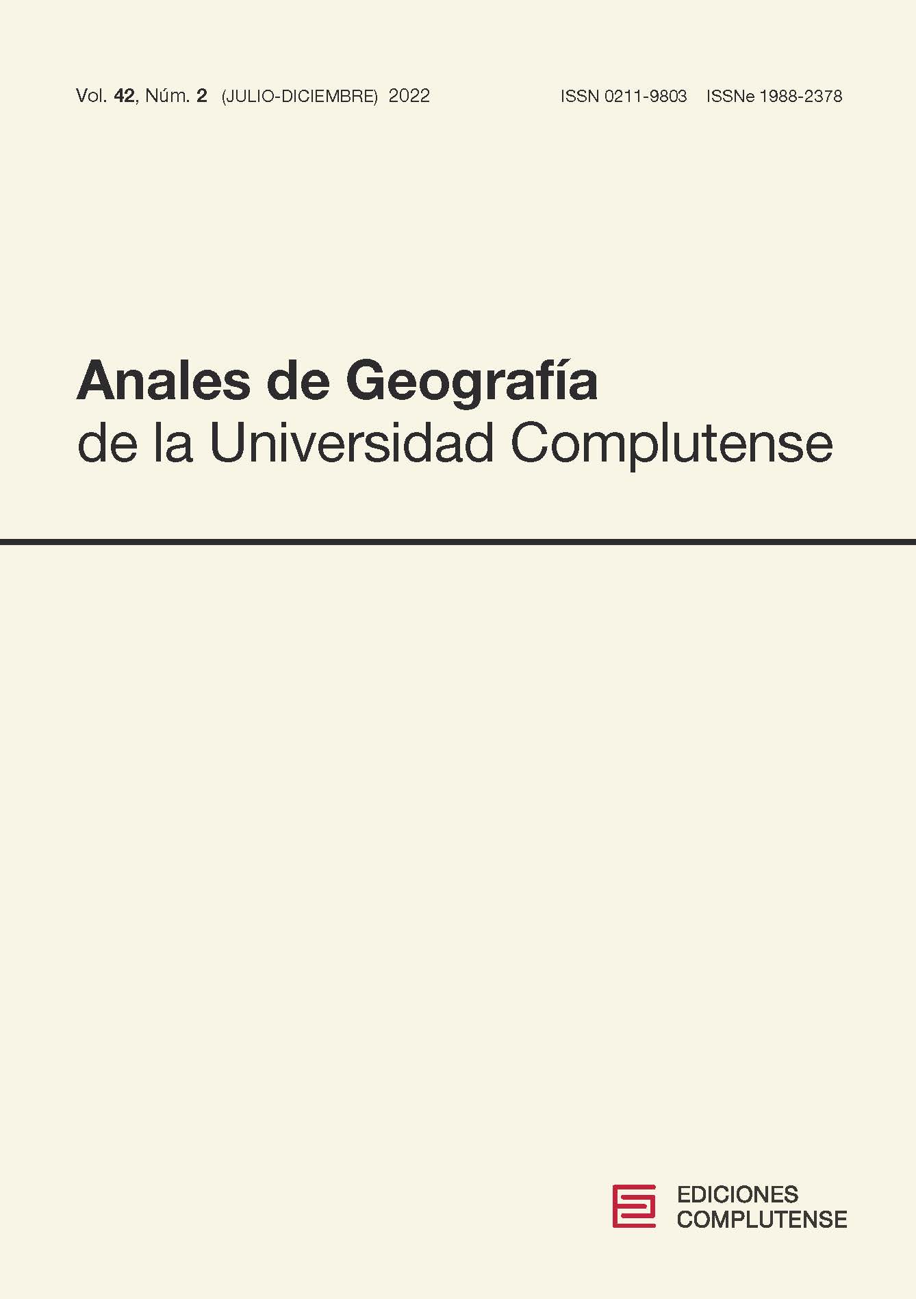 Cubierta Anales de Geografía de la Universidad Complutense 42 (2) 2022