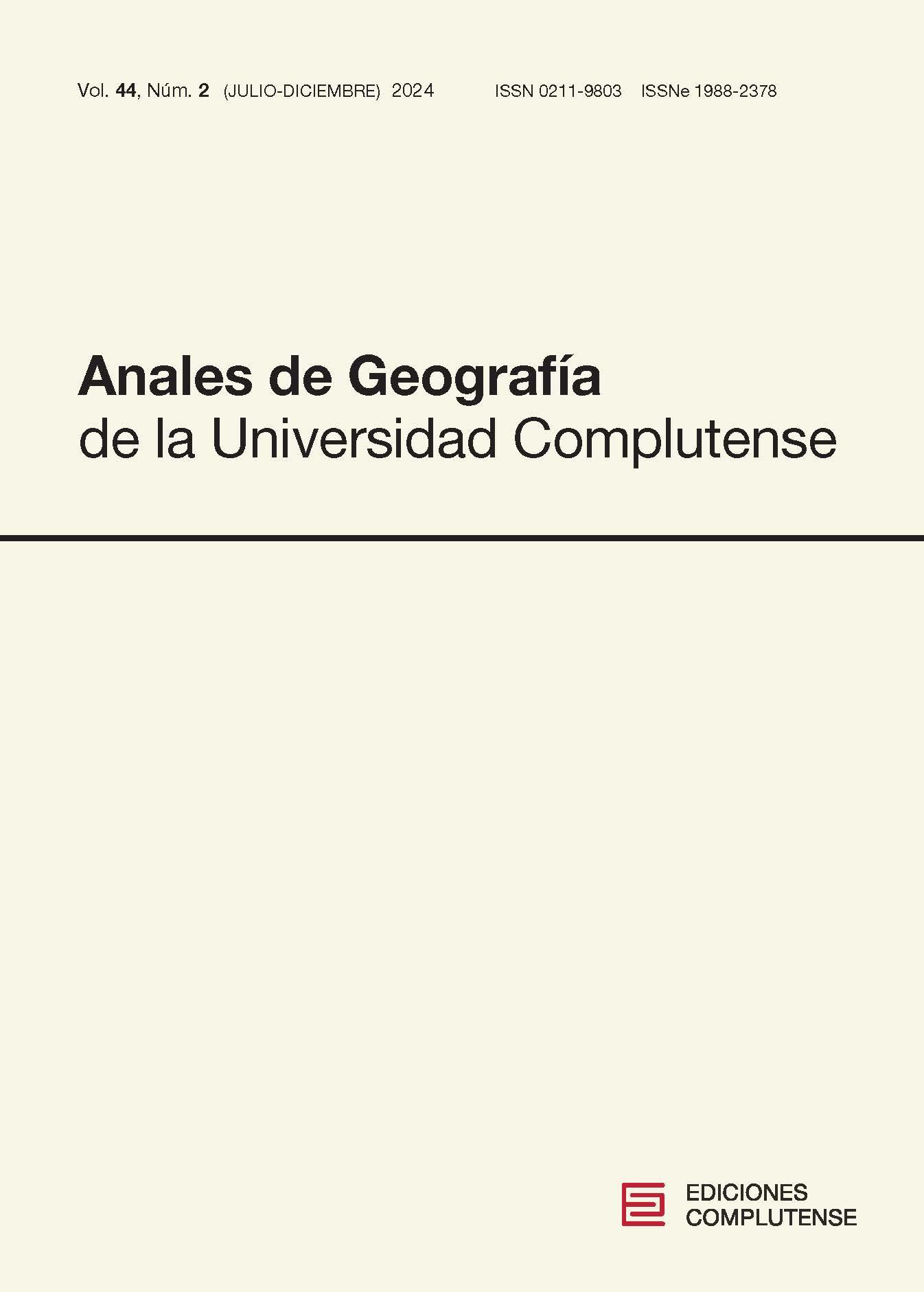 Cubierta Anales de Geografía de la Universidad Complutense 44 (2) 2024