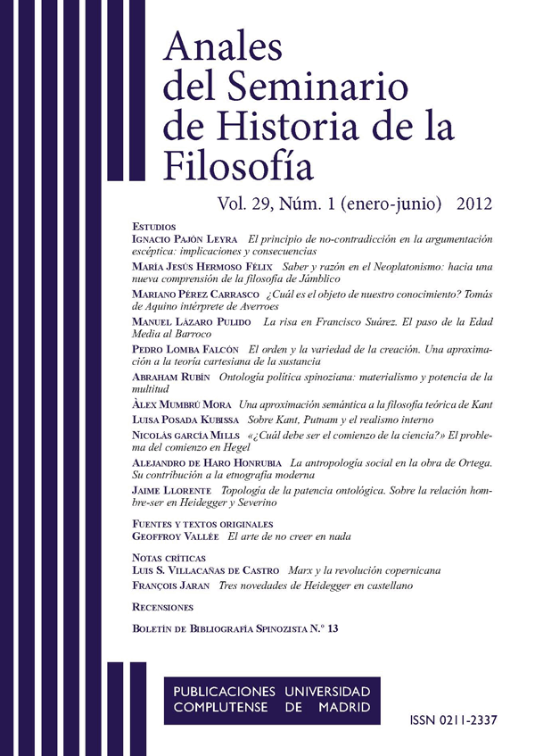 Cubierta Anales de Seminario de Historia de la Filosofía vol 29-1