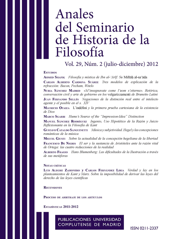 Cubierta Anales del Seminario de Historia de la Filosofía vol 29-2 (2012)