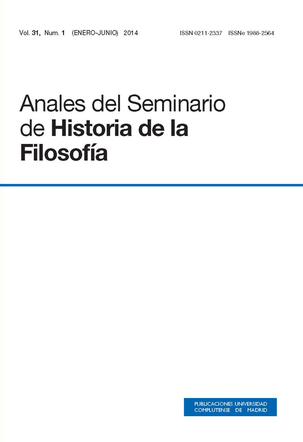 Cubierta Anales del Seminario de Historia de la Filosofía vol 31, nº1 (2014)