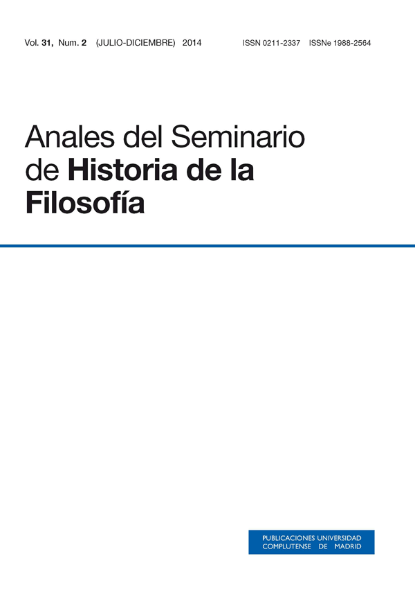 Cubierta Anales del Seminario de Historia de la Filosofía 31-2 (2014)