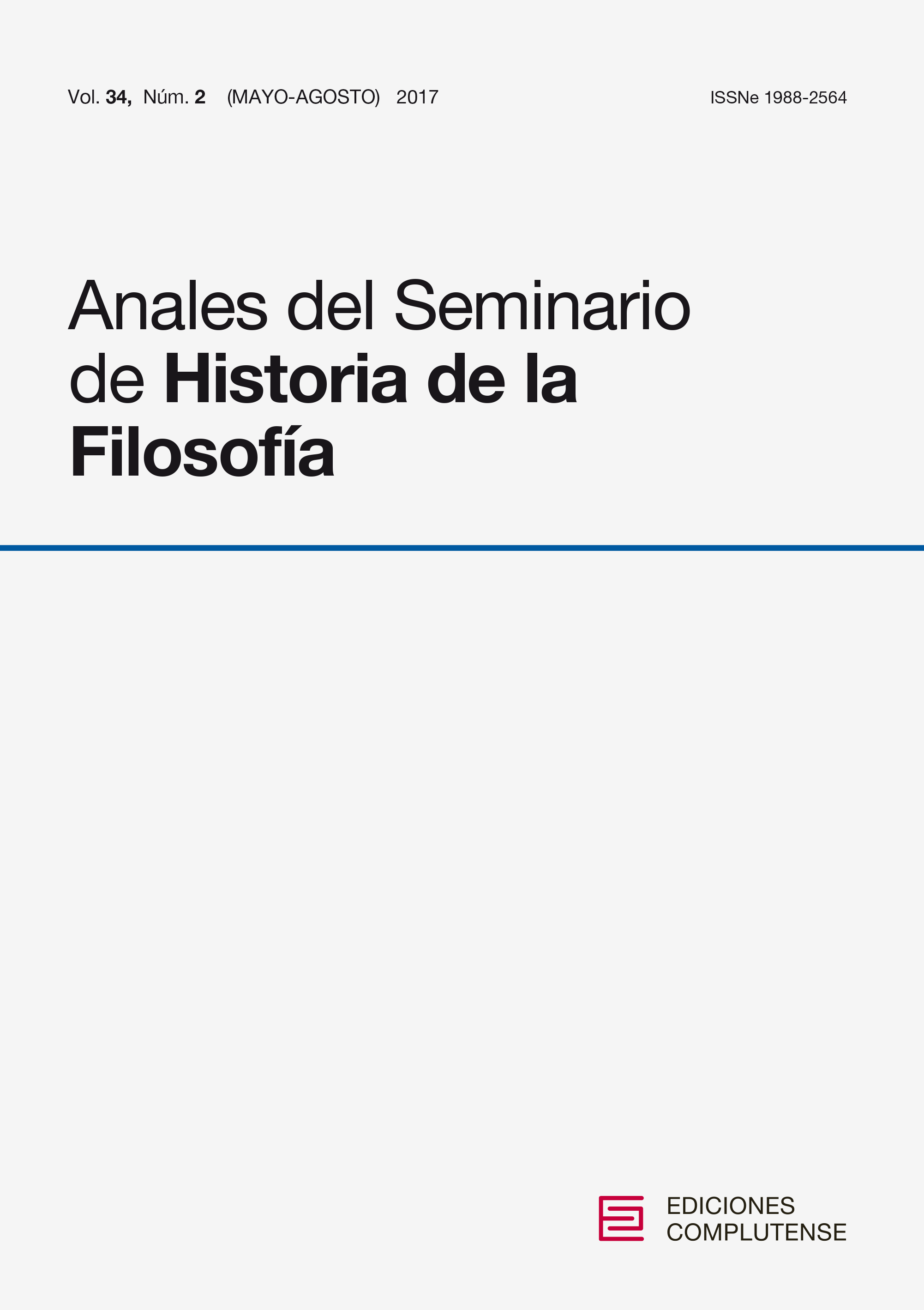 Cubierta Anales del Seminario de Historia de la Filosofía vol 34-2 (2017)