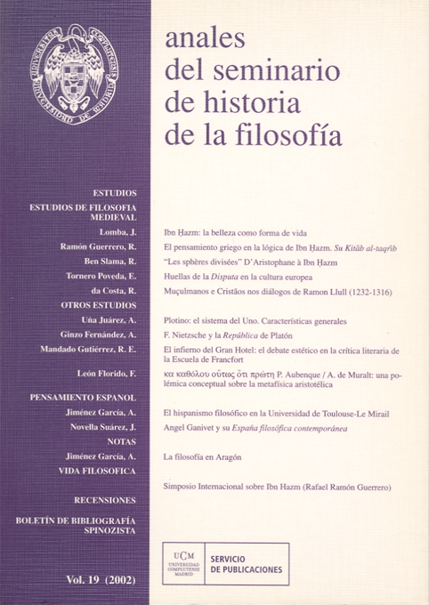 Anales del Seminario de Historia de la Filosofía Vol. 19 (2003)