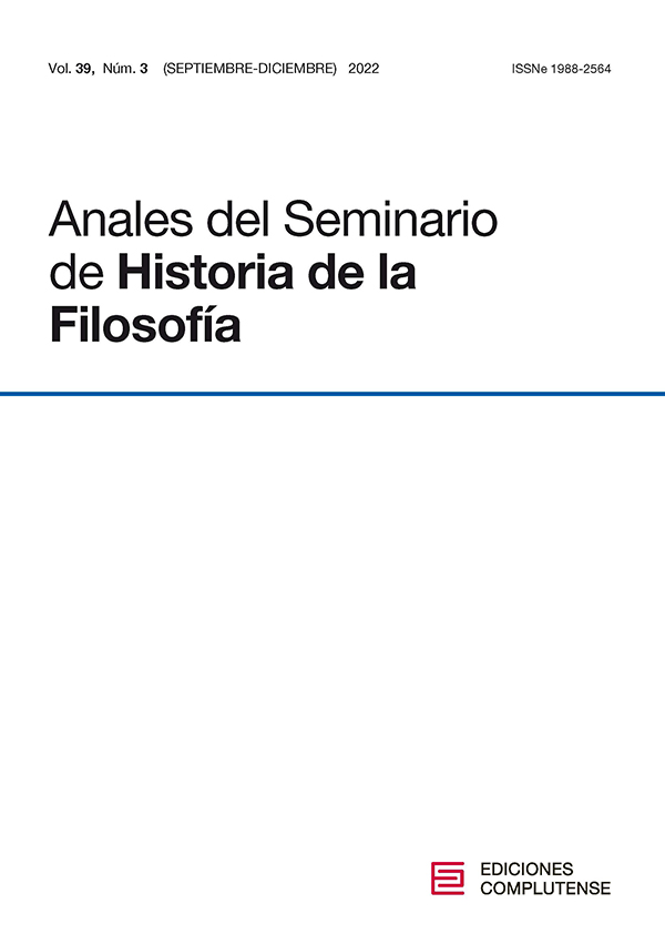 Cubierta Anales del Seminario de Historia de la Filosofía 39 (3)2022