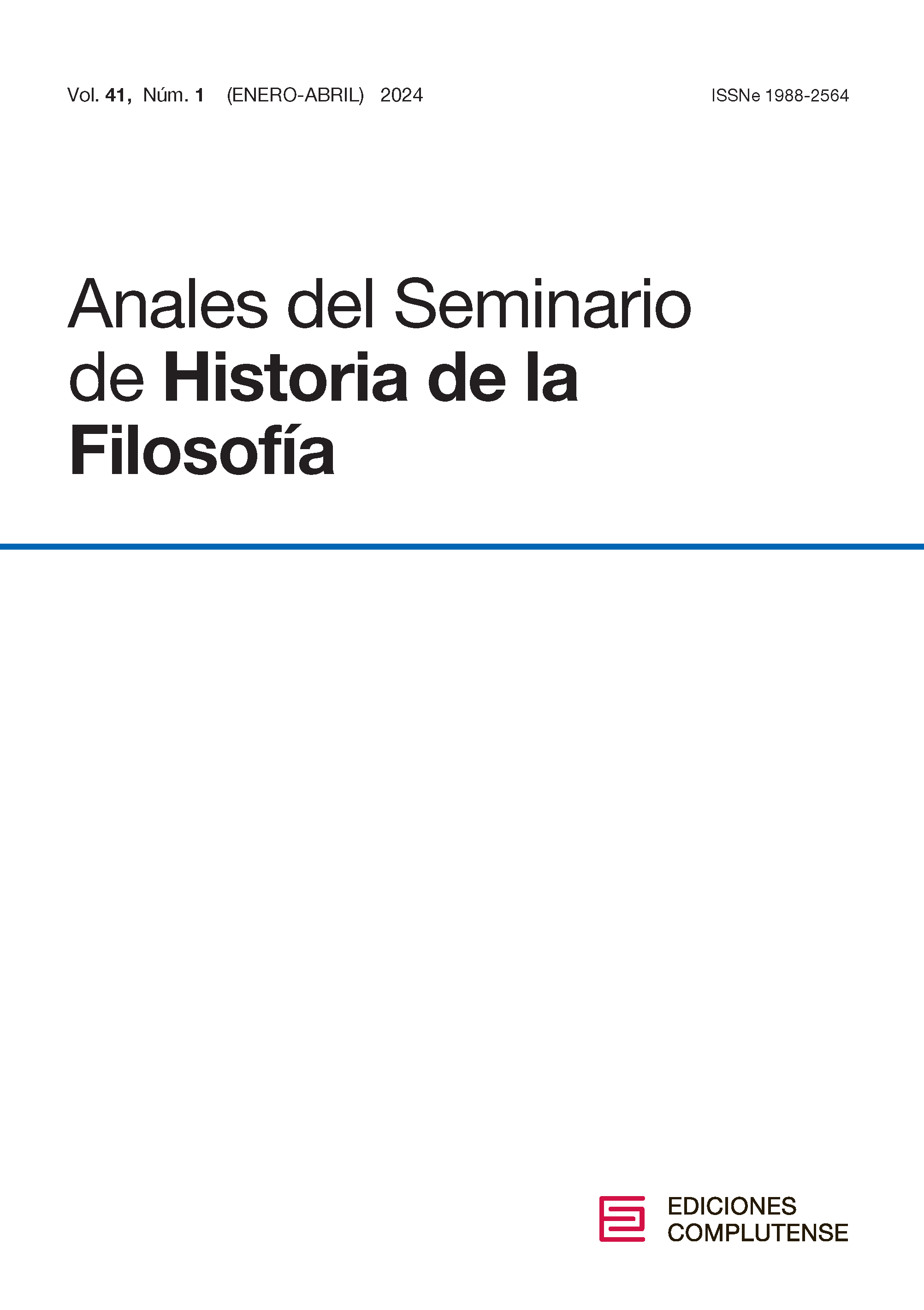 Cubierta Anales del Seminario de Historia de la Filosofía 41 (1) 2024