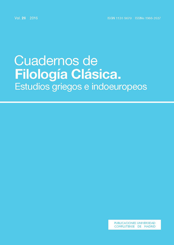 Cubierta Cuadernos de Filología Clásica, estudios griegos e indoeuropeos, vol 26 (2016)