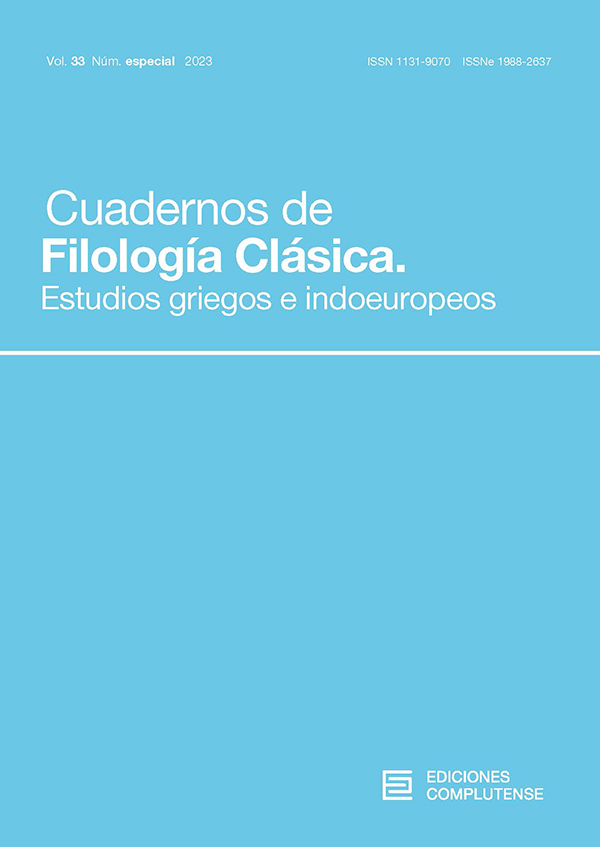 Cubierta Cuadernos de Filología Clásica, estudios griegos e indoeuropeos 33, núm. especial (2023)